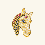 Horse Head Coat Pin Set with Rubies & Blue Sapphires