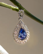 Blue Sapphire & Diamond Platinum Pendant