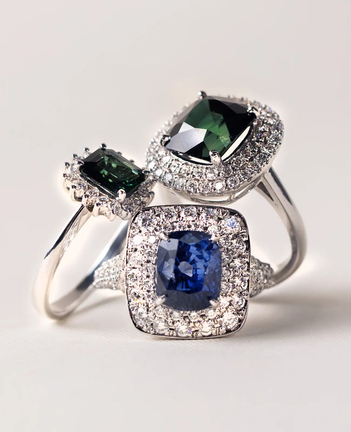 Blue Sapphire & Diamond Platinum Ring