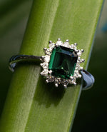 Green Sapphire & Diamond White Gold Ring