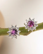 Pink Sapphire & Diamond White Gold Earrings