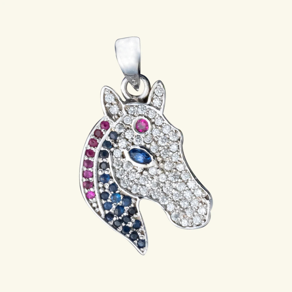 Blue Sapphire Horse-head pendant