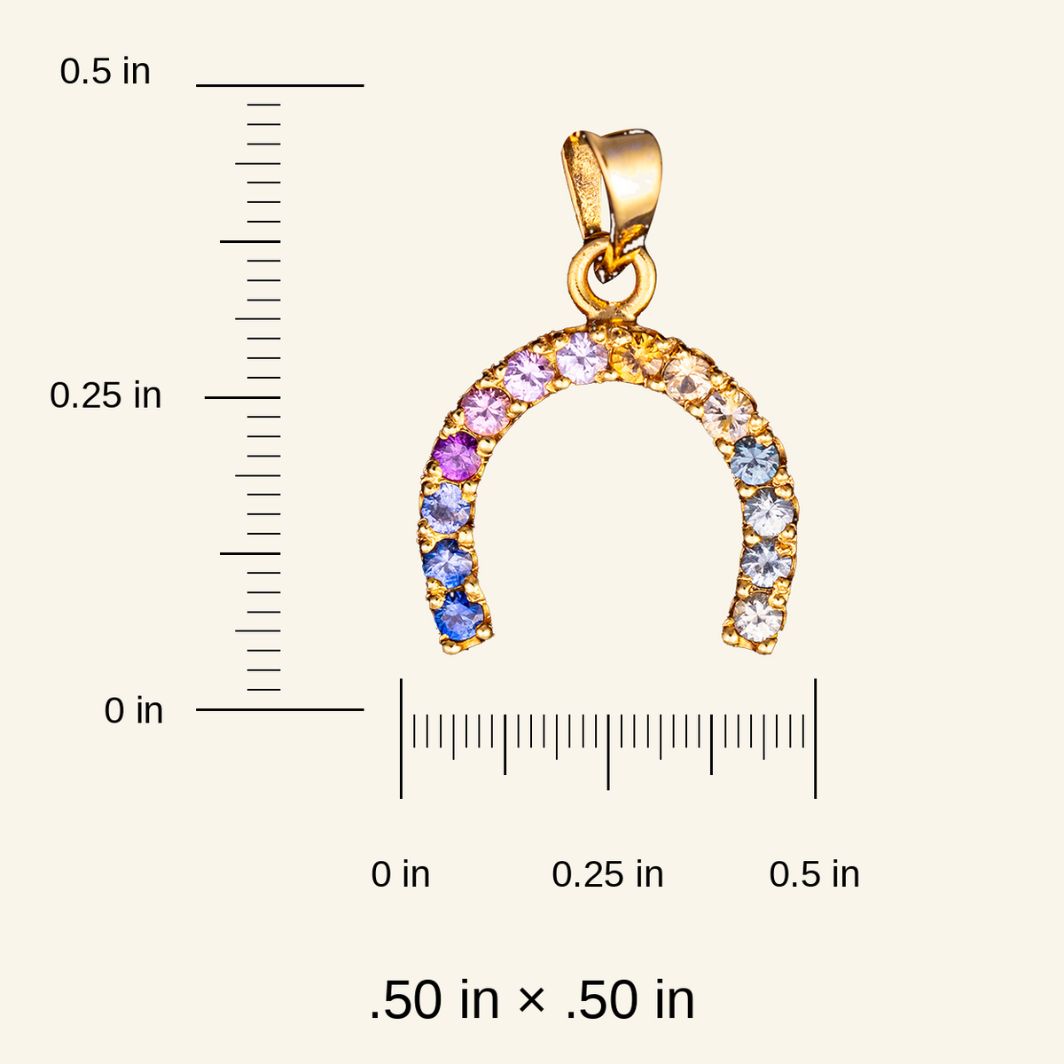 Rainbow sapphire horseshoe pendant