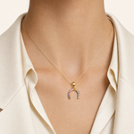 Rainbow sapphire horseshoe pendant