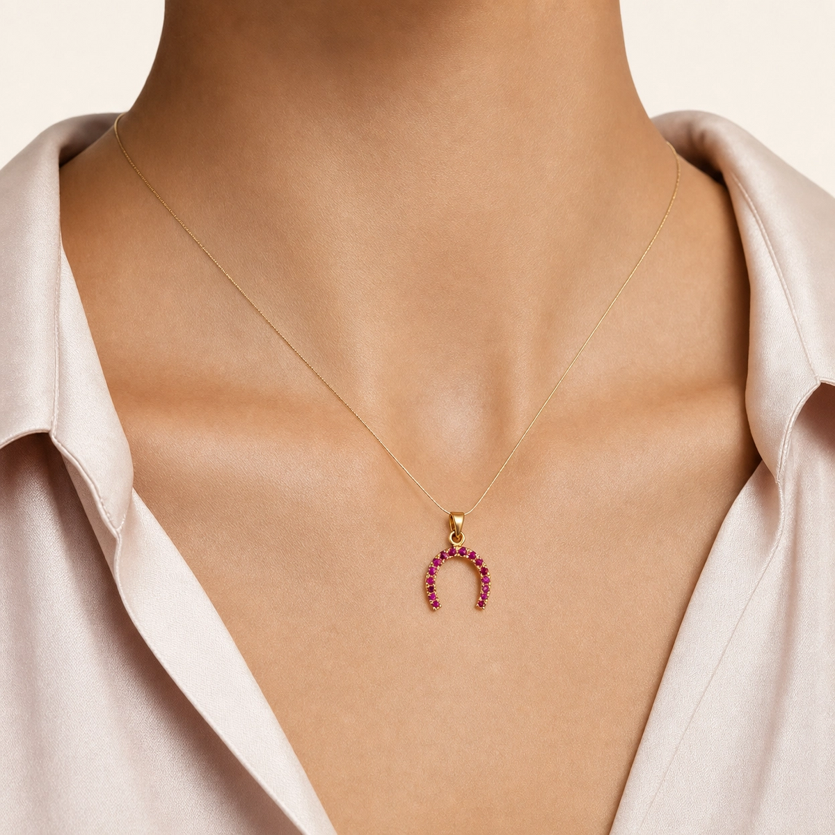 Ruby Horseshoe pendant