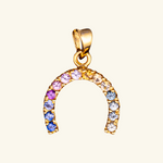 Rainbow sapphire horseshoe pendant