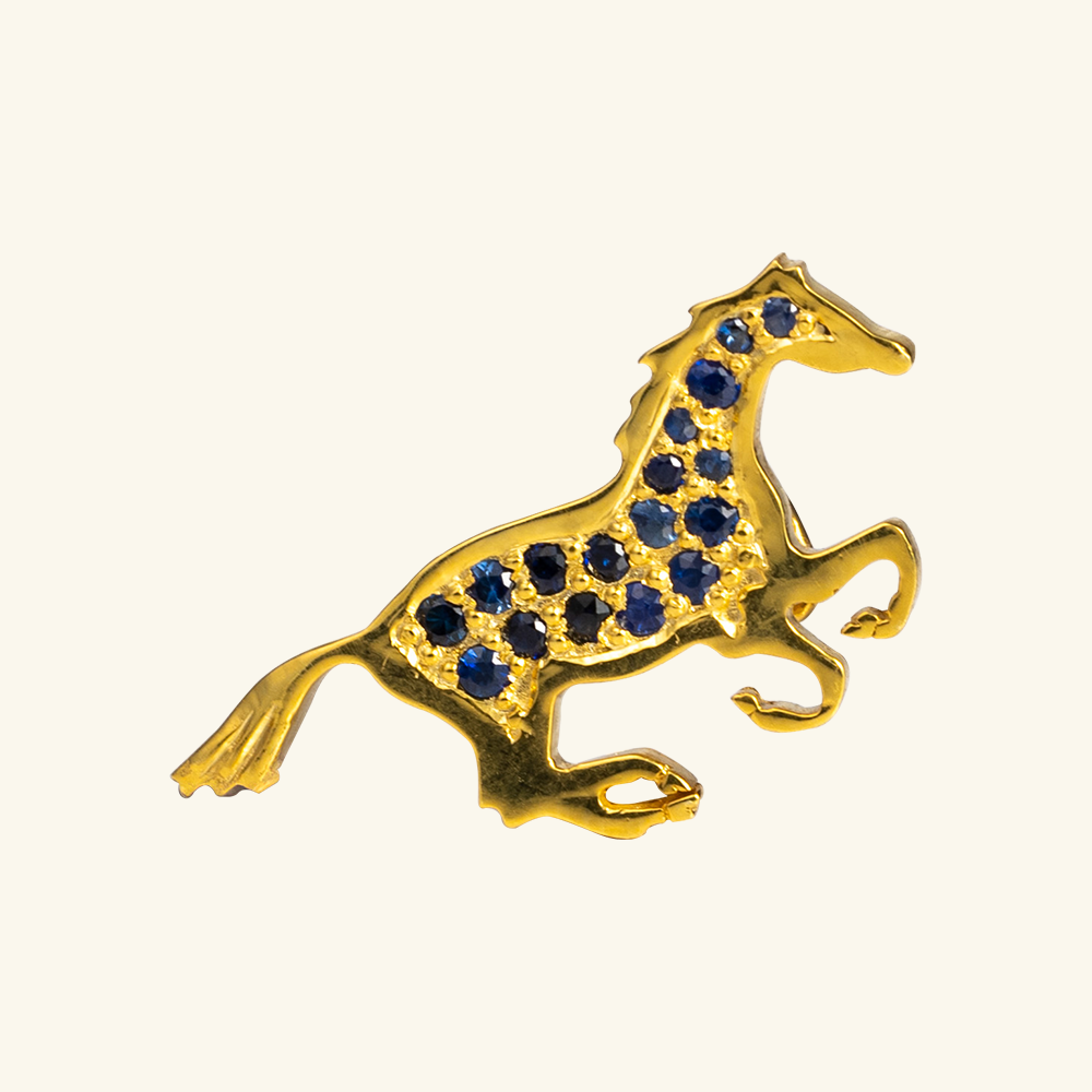 Horse Coat Pin with Blue Sapphires