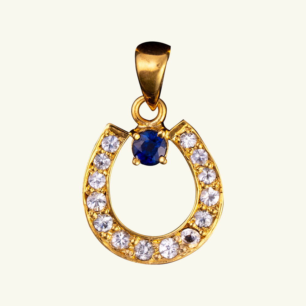 Blue Sapphire Horseshoe Pendant