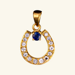 Blue Sapphire Horseshoe Pendant