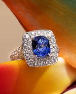 Blue Sapphire & Diamond Platinum Ring