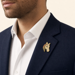 Horse Head Coat Pin Set with Rubies & Blue Sapphires
