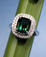 Teal Sapphire & Diamond White Gold Ring