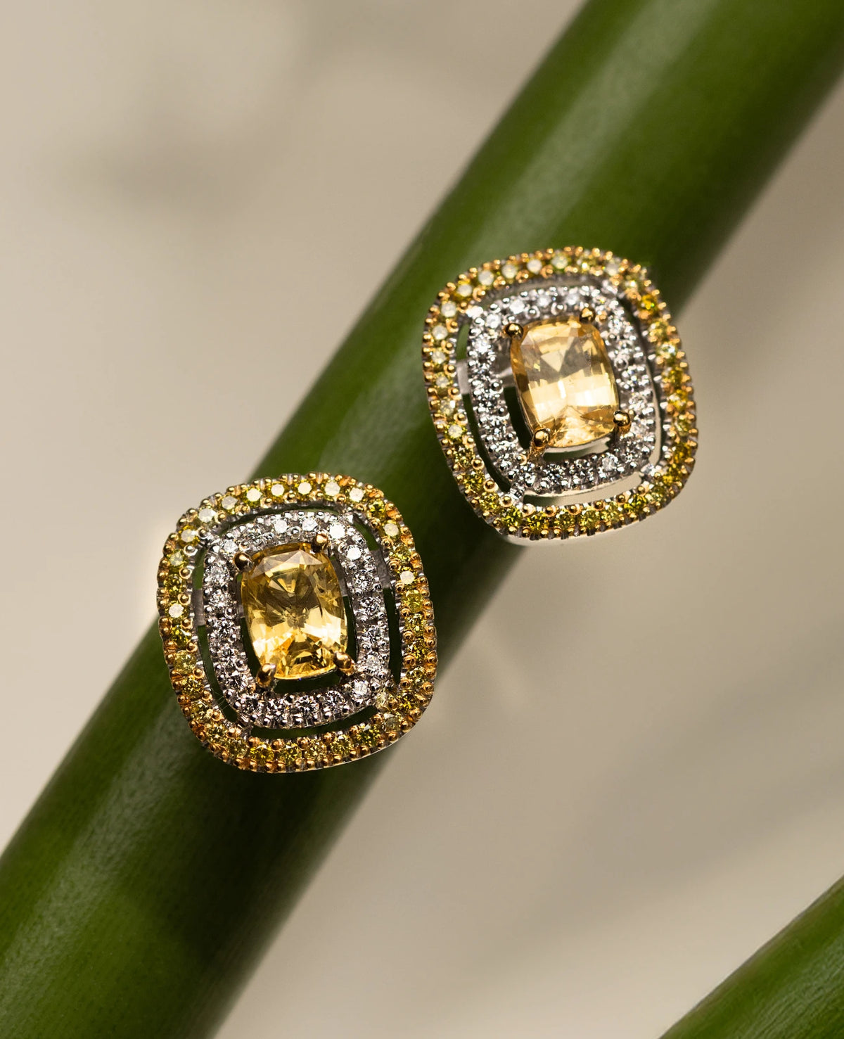 Yellow Sapphire & Diamond White Gold Earrings