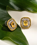 Yellow Sapphire & Diamond White Gold Earrings
