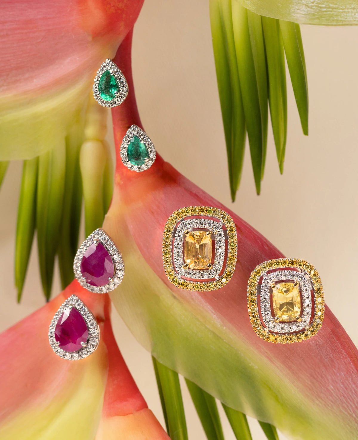 Yellow Sapphire & Diamond White Gold Earrings