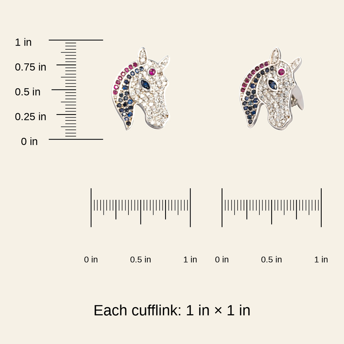 Horse Head Diamond, Ruby & Sapphire Cufflinks