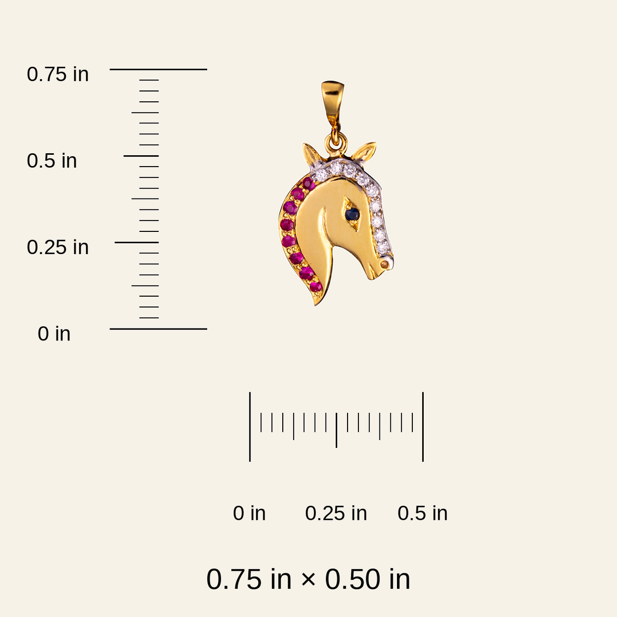 Horse Head Ruby & Sapphire Pendant