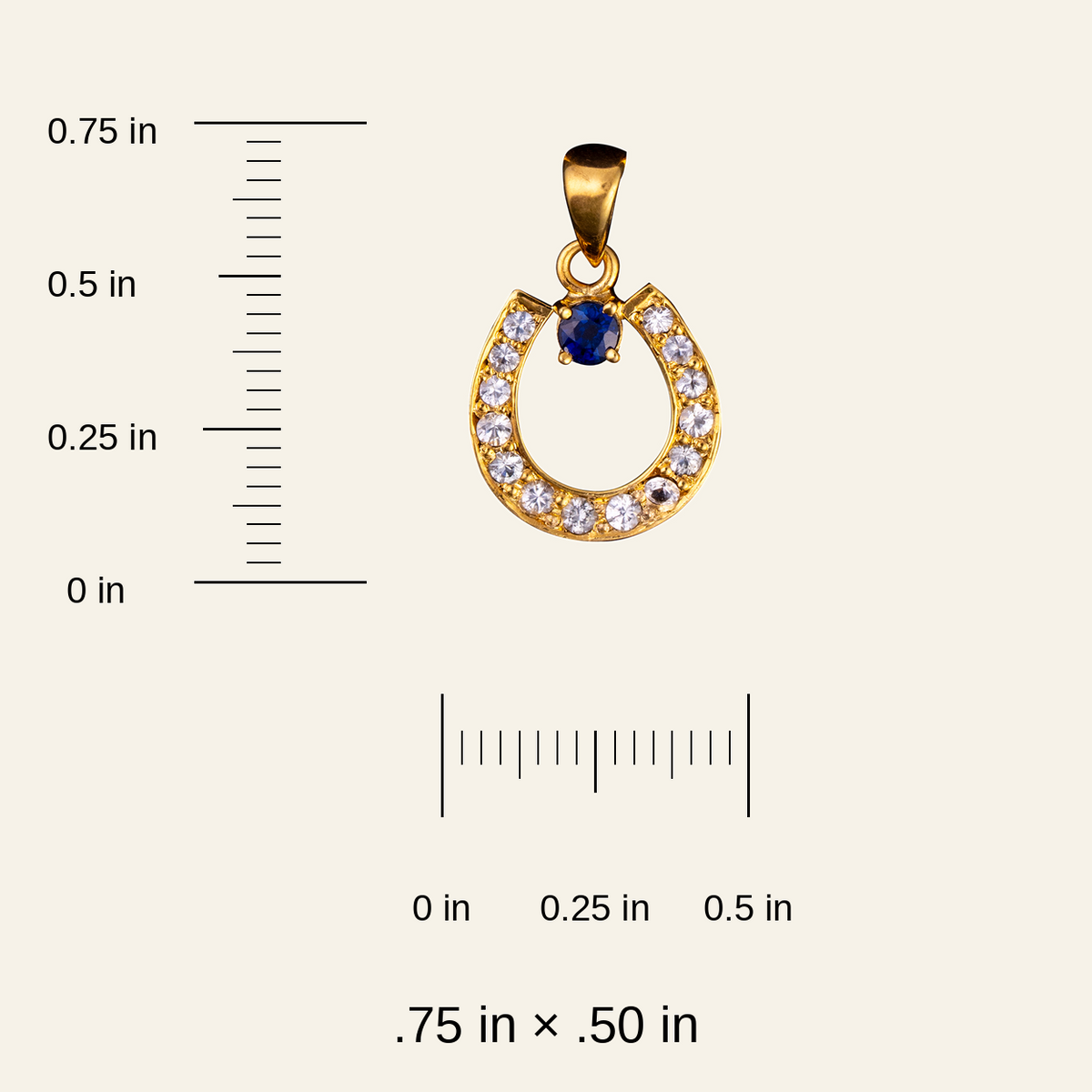 Blue Sapphire Horseshoe Pendant