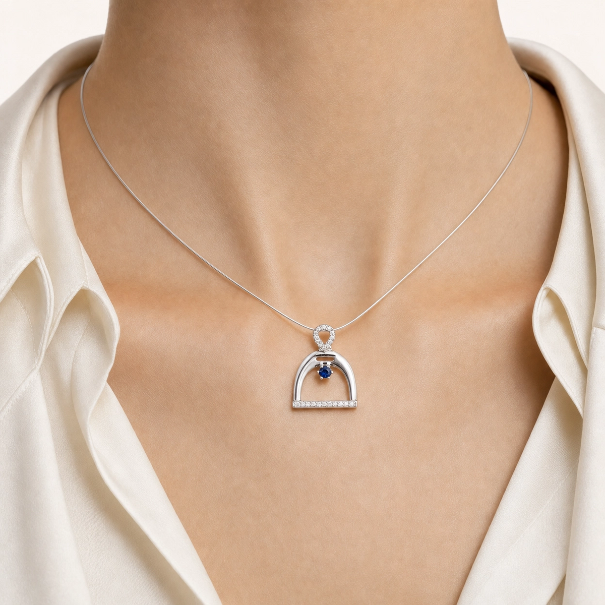 Blue Sapphire Stirrup pendant