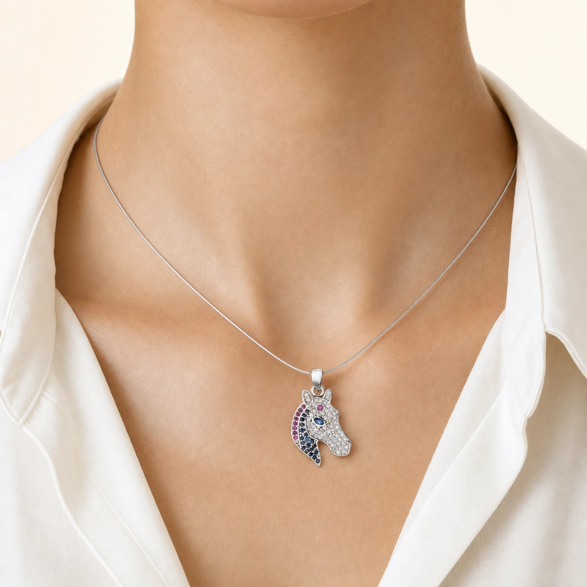 Blue Sapphire Horse-head pendant